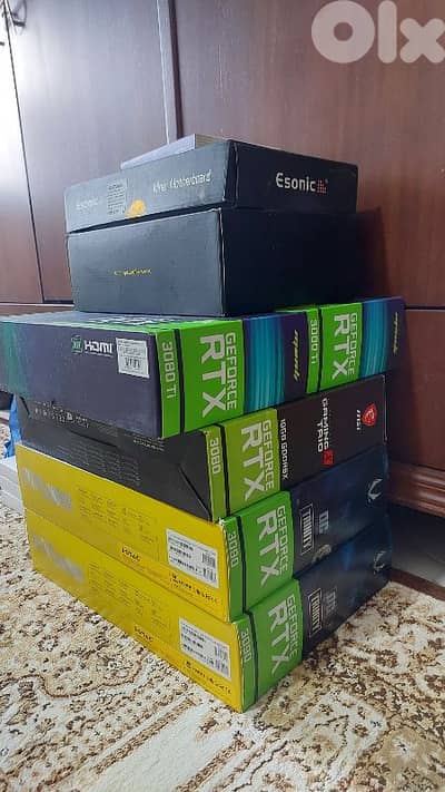 5 GPUS (RTX 3080 MSI ×1 ; RTX 3080TI MANLI × 2 ; RTX 3090 ZOTAC ×2)