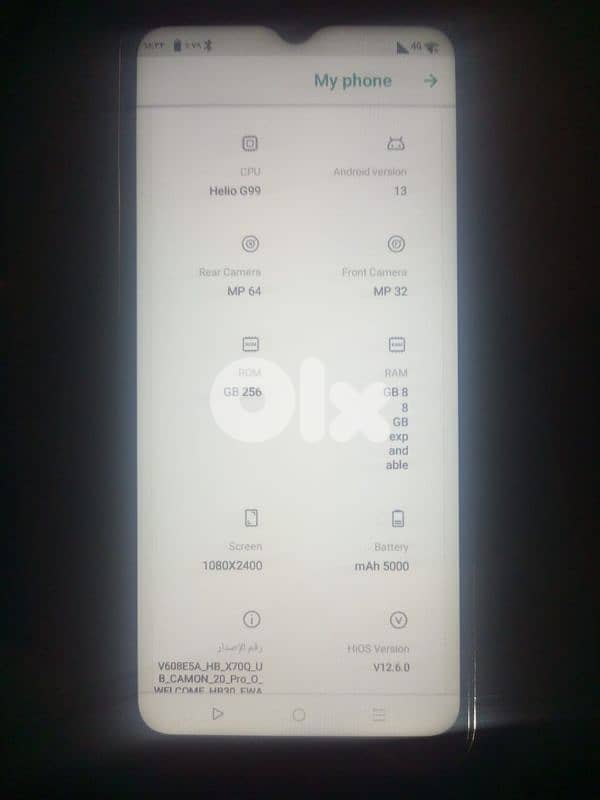 tecno camon 20 pro ( copy ) 256gb 8+8 gram 6