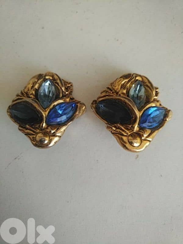 Vintage Kalinger Paris blue rhinestones earrings - Not Negotiable 0