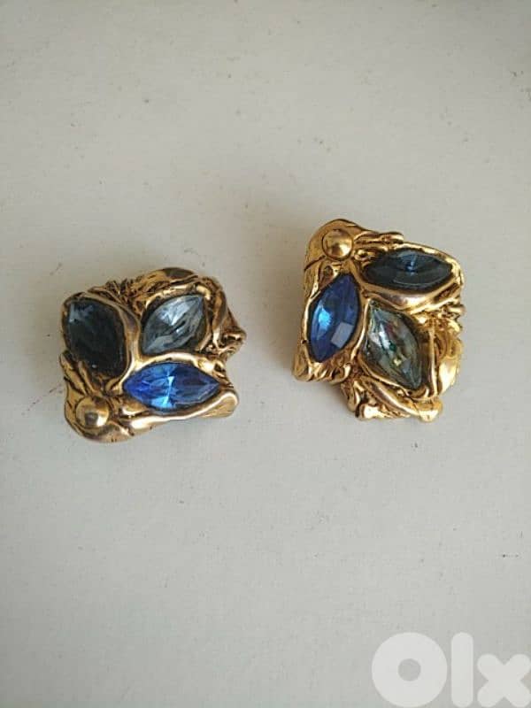Vintage Kalinger Paris blue rhinestones earrings - Not Negotiable 1