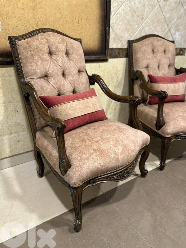 طقم كنبايات حفر ملكي خشب زان قماش وردة اسفنج إكسترا 4