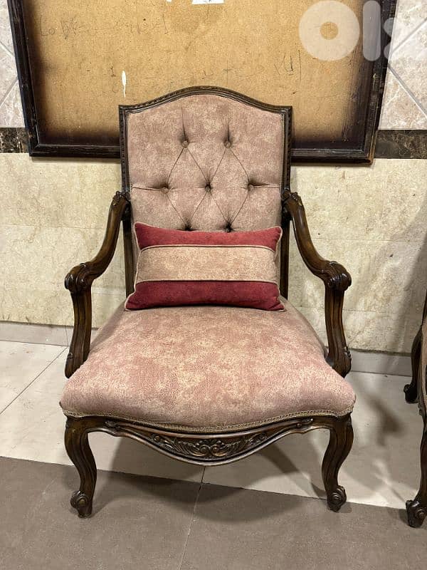 طقم كنبايات حفر ملكي خشب زان قماش وردة اسفنج إكسترا 5