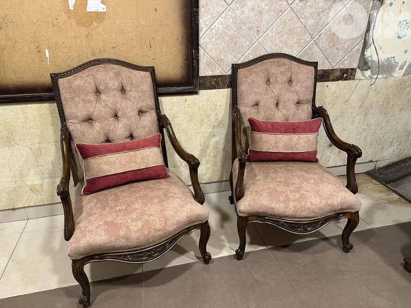 طقم كنبايات حفر ملكي خشب زان قماش وردة اسفنج إكسترا 7