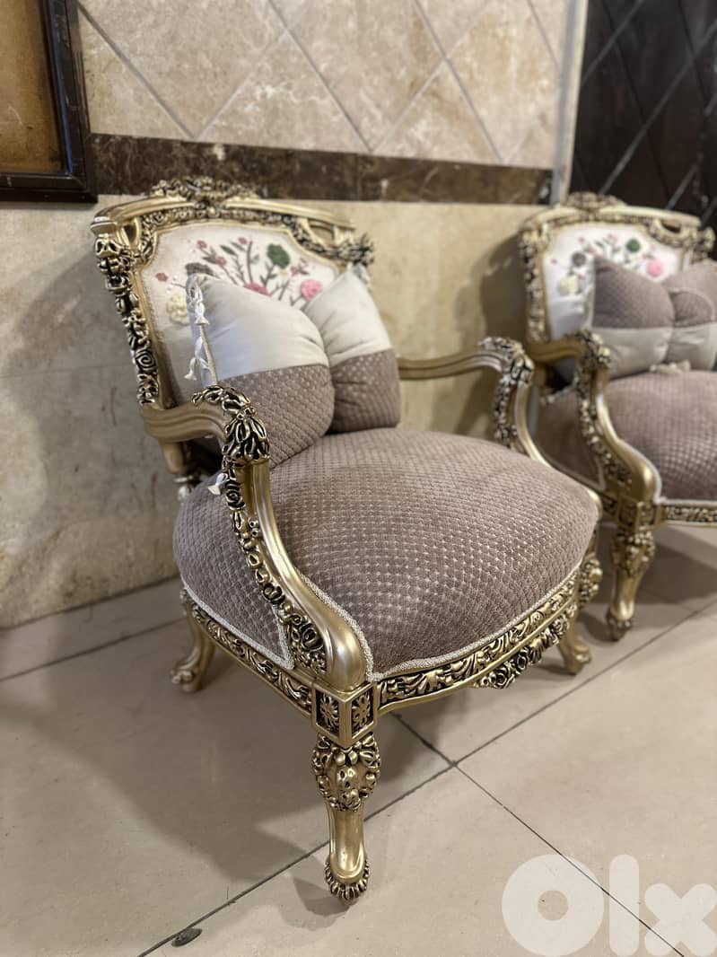 طقم كنبايات ملكي مصري حفر خشب زان جديد قمة الفخامة 13