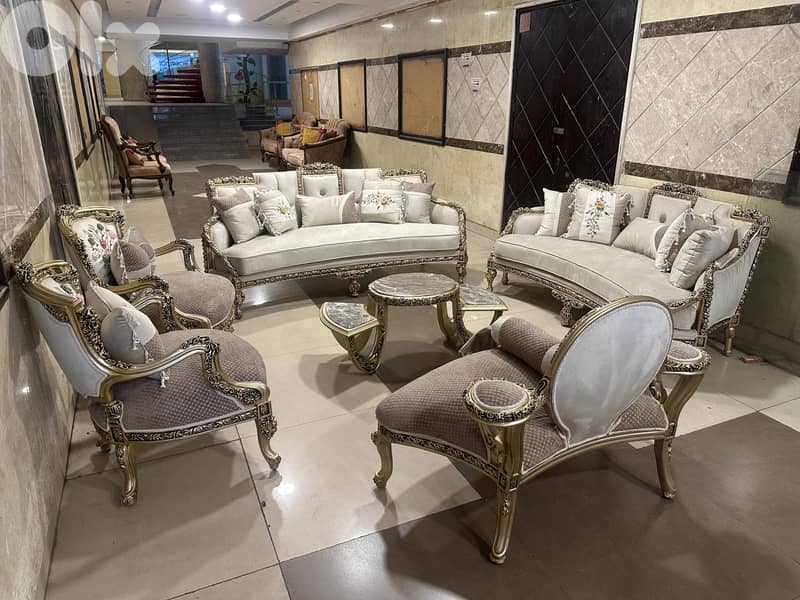 طقم كنبايات ملكي مصري حفر خشب زان جديد قمة الفخامة 16