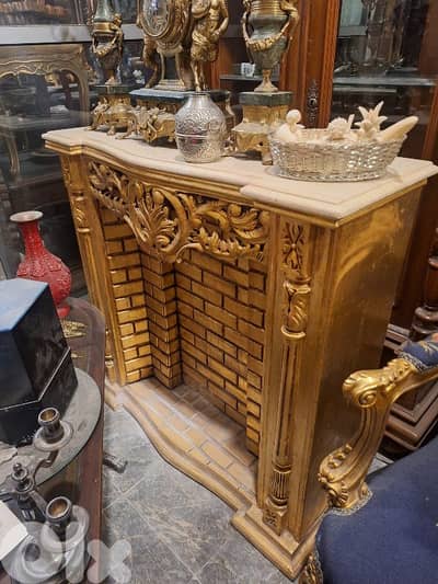 شوميني ديكور انتيك خشب زين وجه رخام تلبيس ورق الذهب