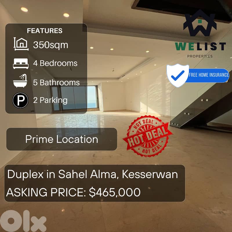 Duplex Apartment for sale in Sahel Alma دوبليكس للبيع في ساحل علما 0
