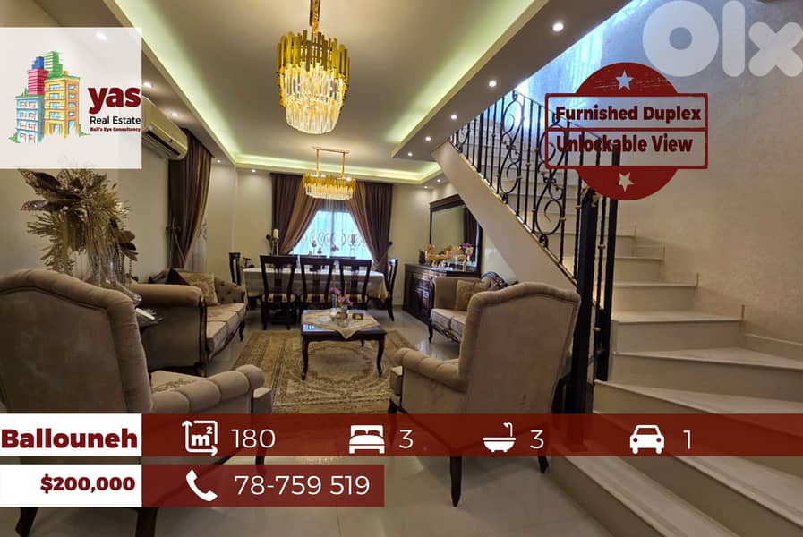 Ballouneh 180m2 | Furnished Duplex | Unlockable View | TO/HA 0