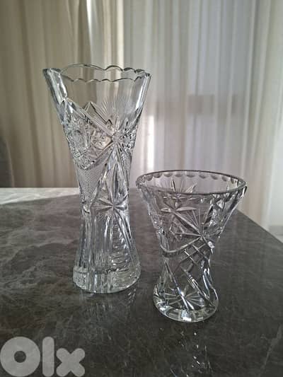 2 crystal cut Vases