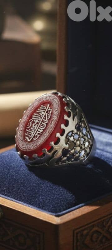 Silver Ring Agate Yamani | خاتم فضة عقيق يماني 0