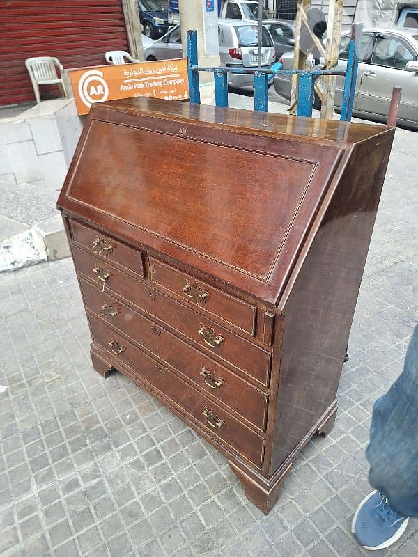 سكرتير خشب جوز انجليزية انتيك مميزة جدا 5