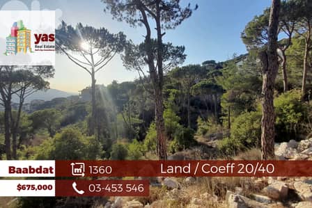 Baabdat/Samaya 1360m2 | Land | Open View | Coeff 20/40 | OH