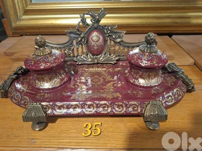 Victory Porcelain Inkwell: Red Inkstand with