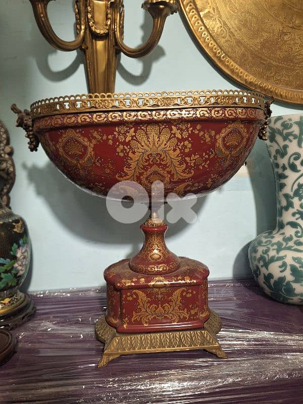 Vintage decorative sévres France bowl trophy porcelain brass mounting 1