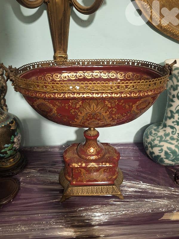 Vintage decorative sévres France bowl trophy porcelain brass mounting 2