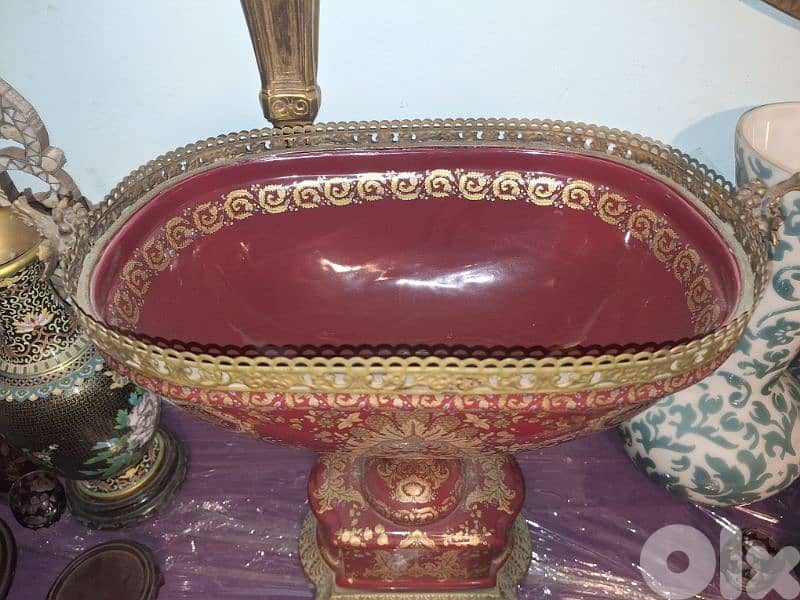 Vintage decorative sévres France bowl trophy porcelain brass mounting 4