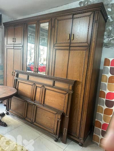 اوضة نوم شغل توصاية طابقين خشب زان ولاتي ملبسة قشر سنديان شبه جديد