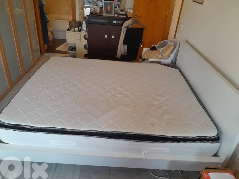 Bed with mattress and bedside table 1
