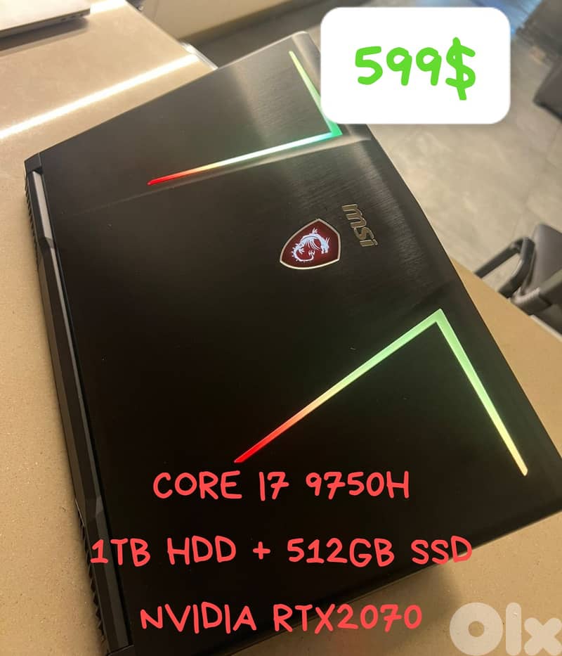 MSI I7 9TH RTX2070 GAMING LAPTOP 0