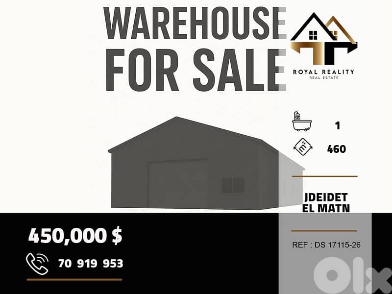 warehouse for sale in jdaide metn مستودع للبيع في جديدة متن 0