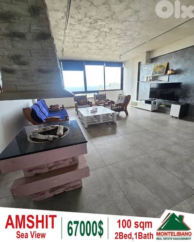 Fully Furnished 100 sqm Apartment For Sale in Amshit (عمشيت)+Sea View