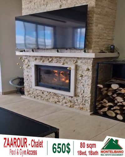 Fully Furnished 80sqm Chalet For Rent in Zaarour with Pool &Gym Access