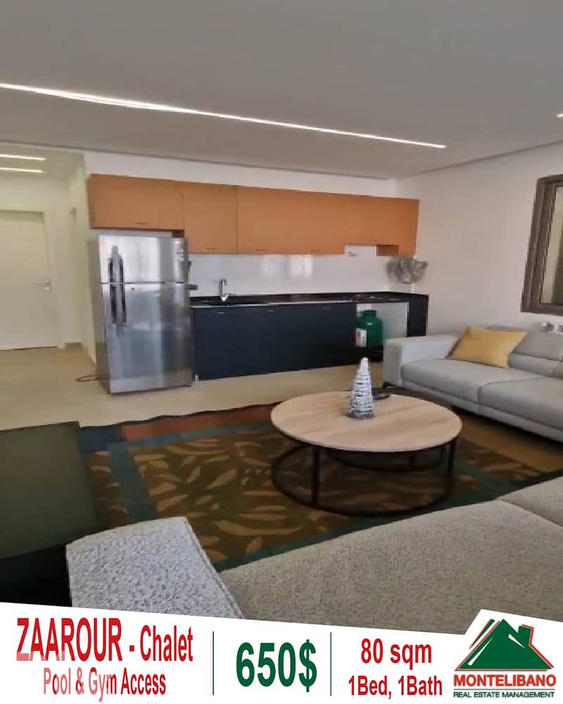 Fully Furnished 80sqm Chalet For Rent in Zaarour with Pool &Gym Access 2