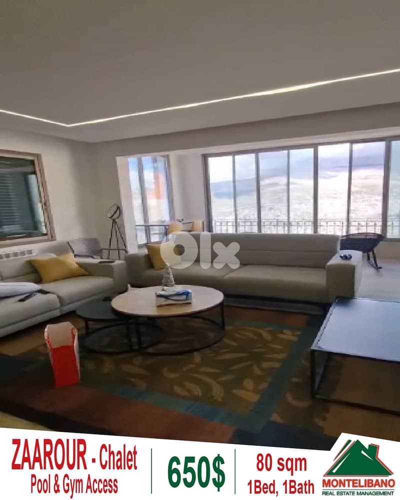 Fully Furnished 80sqm Chalet For Rent in Zaarour with Pool &Gym Access 3