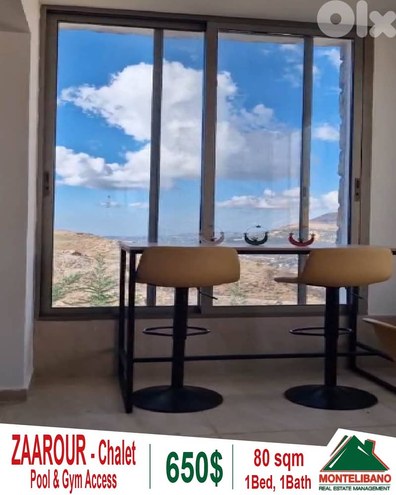 Fully Furnished 80sqm Chalet For Rent in Zaarour with Pool &Gym Access 5