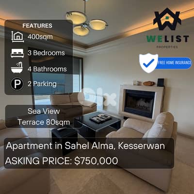 Apartment for sale in Sahel Alma شقة للبيع في ساحل علما