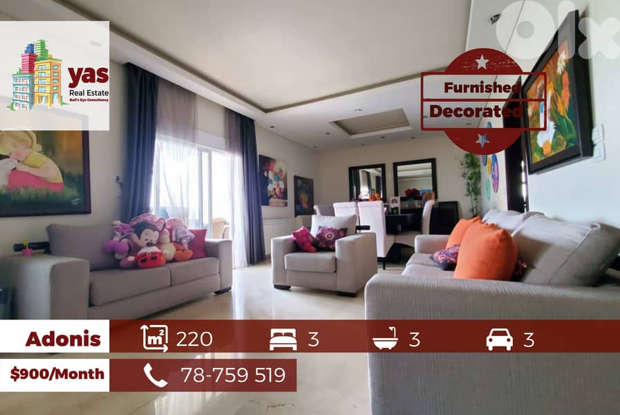 Adonis 220m2 | Furnished Apartment | Rent | Quiety Street | JA/EL 0