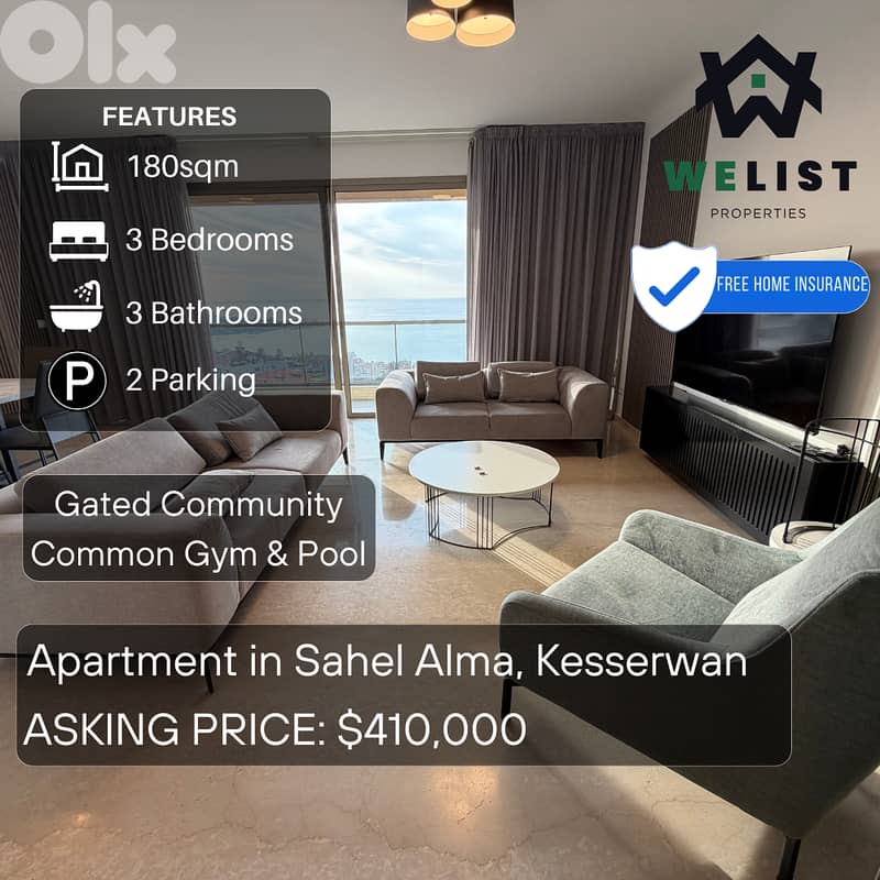 Apartment for sale in Sahel Alma شقة للبيع في ساحل علما 0