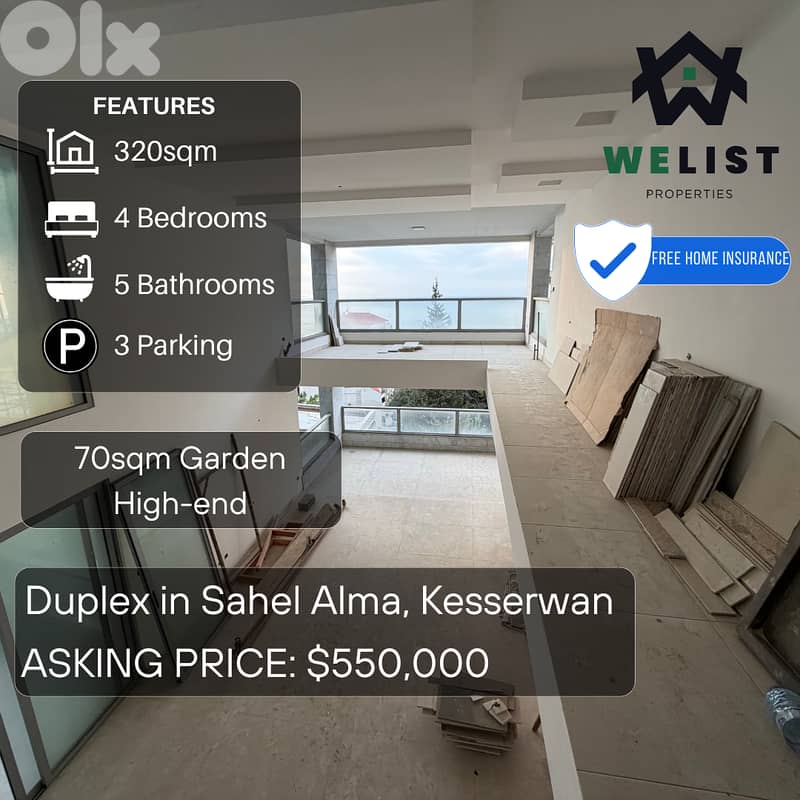 Duplex for sale in Sahel Alma دوبليكس للبيع في ساحل علما 0