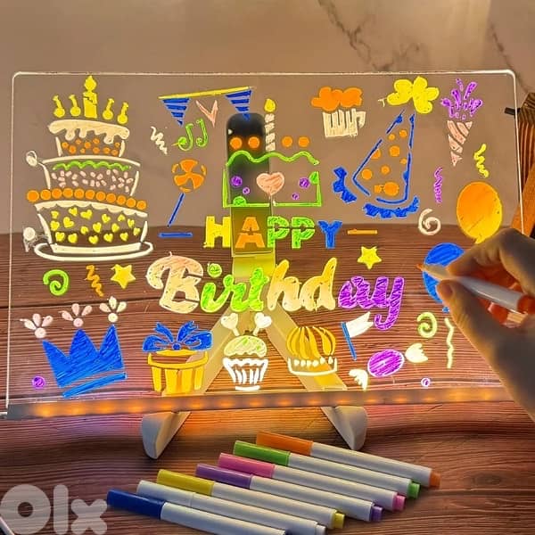 LED Drawing Board + Neon Markers & Stand 2
