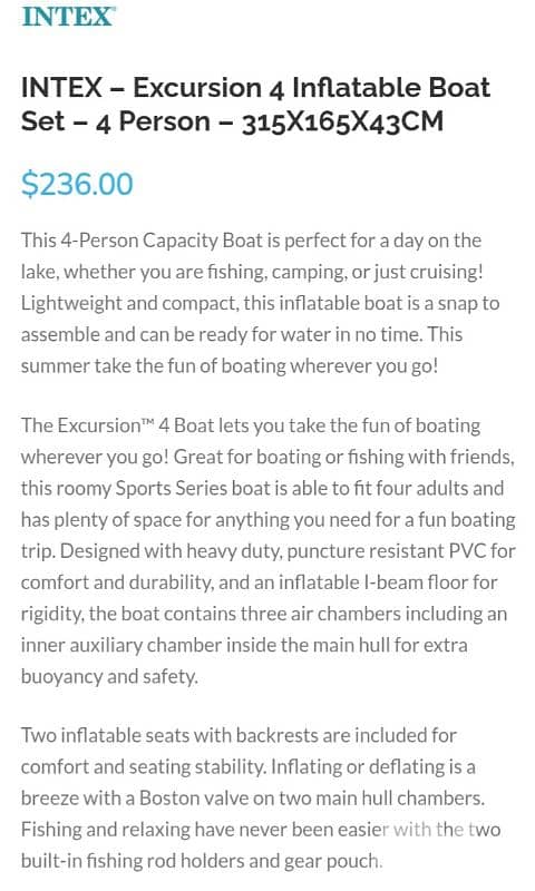 Intex excursion 4 inflatable fishing boat 1