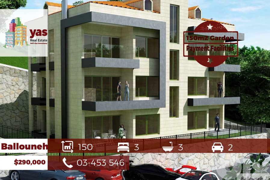 Ballouneh 150m2 | 150m2 Garden | View | Pyt Facilities | Unique | GA 0