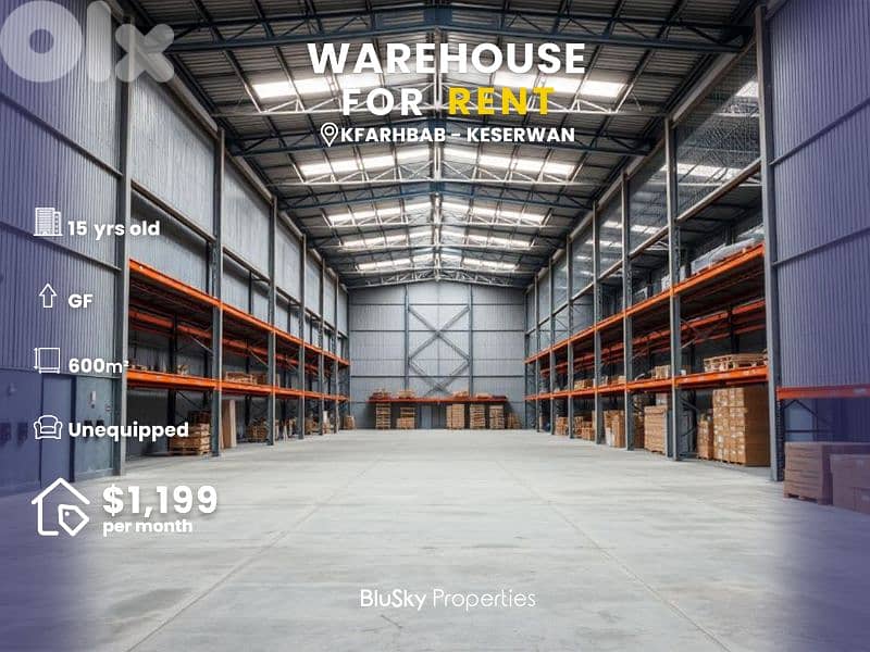 Warehouse For RENT In Kfarhbab مستودع للإيجار #CA 0