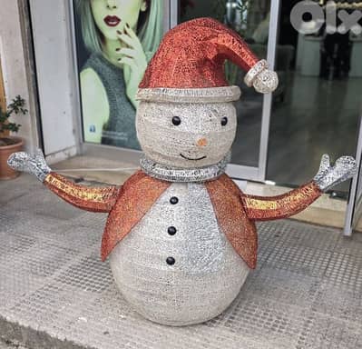 christmas decoration snowman and santa claus car