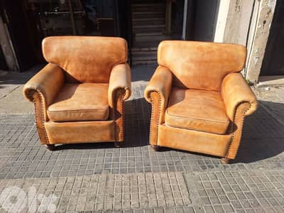 two pieces of vintage genuine leather original England