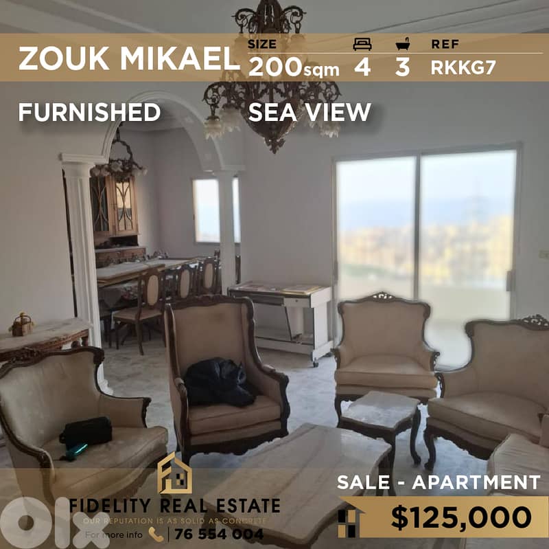 Apartment for sale in Zouk Mikael RKKG7 شقة مفروشة للبيع في زوق مكايل 0