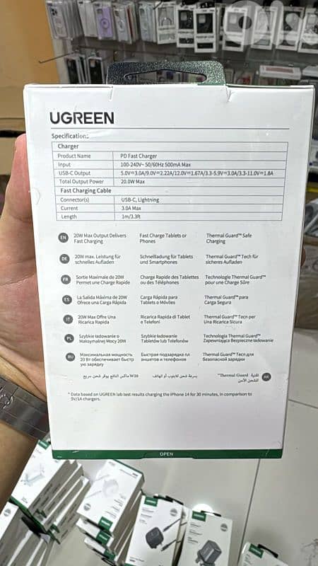 Ugreen 20w usb-c Pd Fast charger 3 pin with 1m lightning cable white 1