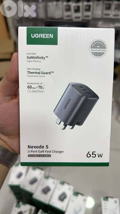 Ugreen Nexode S 65w 3-port Gan Fast Charger 3pin (2xusb-c,1xusb-a)