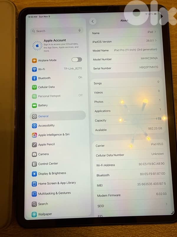 Ipad pro M1 11 Inch 1 terra Storage 2