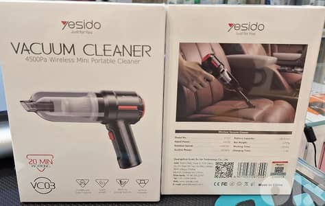 YESIDO VACUUM CLEANER 4500PA WIRELESS MINI PORTABLE CLEANER VC03