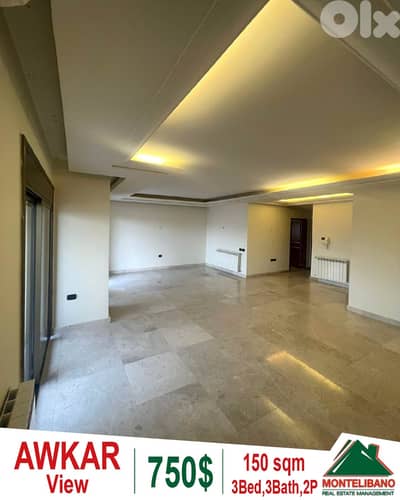 Fully Decorated 150 sqm Apartment For Rent in Awkar (عوكر) with View