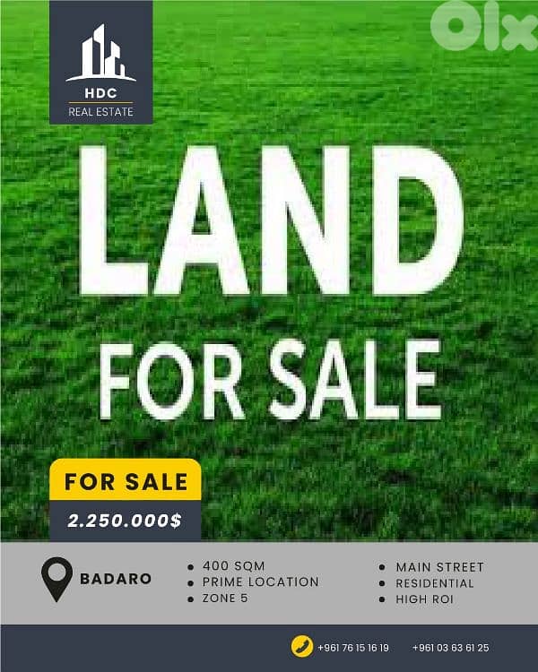 Badaro Prime location 400 sqm Land 0