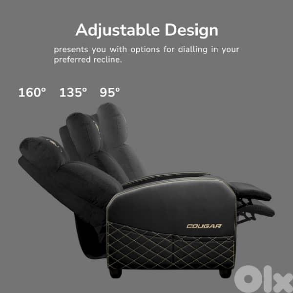 Cougar Ranger Elite Gold Recliner Gaming Sofa 8