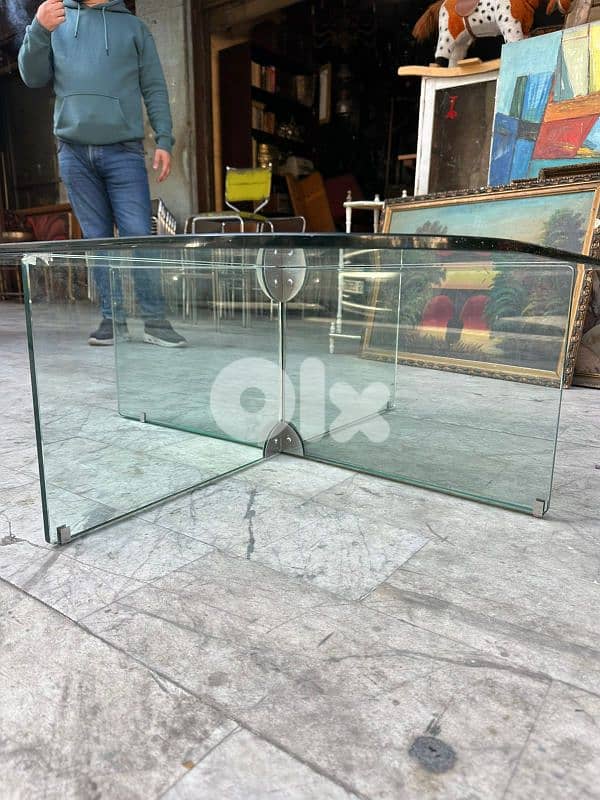 vintage Mid century modern glass table 1970'طاولة نص تصميم رائع 2
