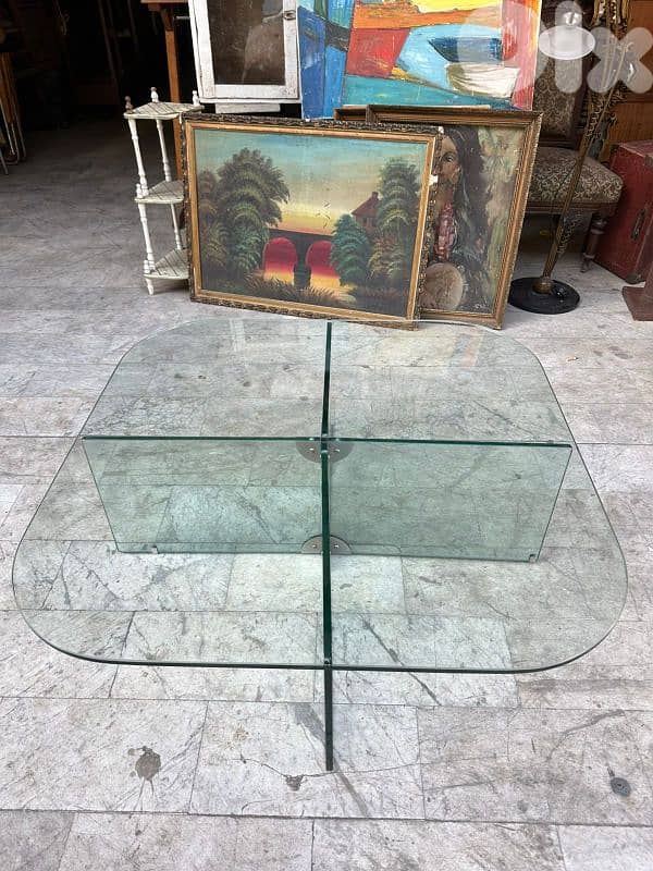 vintage Mid century modern glass table 1970'طاولة نص تصميم رائع 4