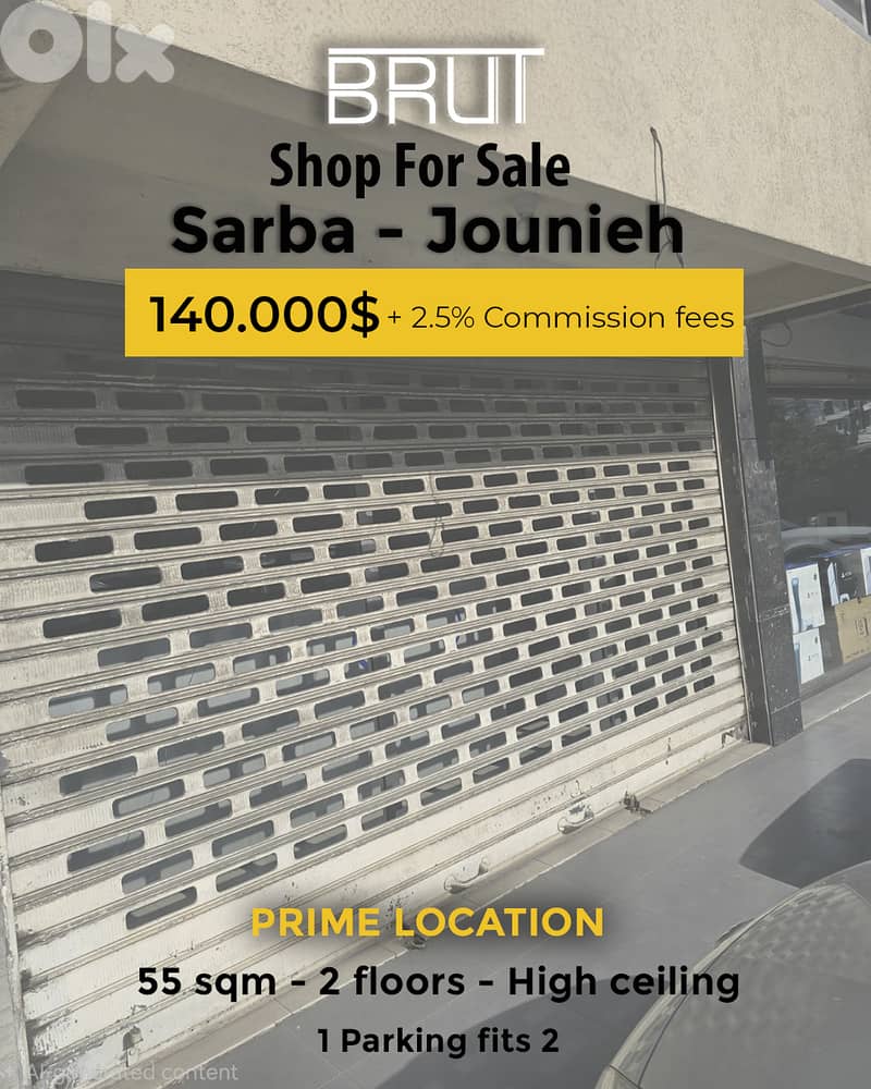 55 sqm Shop For sale in Sarba- Jounieh - Super Prime Location 0